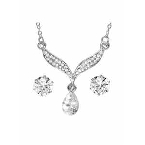 Set colier si cercei - argintiu - cu pietre - Claudia C11 - imagine