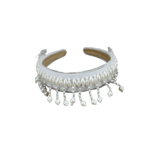 Bentita alba - cu plasa si franjuri din perle - Ilva C1 imagine