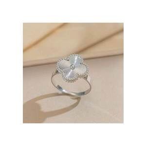 Inel argintiu - reglabil - din otel inoxidabil - suflat cu aur 18k - forma de trifoi stilizat - Oktavia C8 imagine