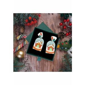 Cercei bleu - cu casuta de Craciun - plus cutie cadou - Elline C23 imagine