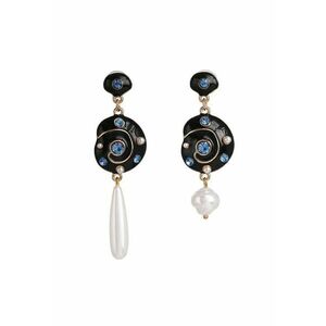 Cercei aurii - asimetrici - cu pietre si perle - Clarice C8 - imagine