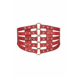 Centura corset - rosie - din piele ecologica - elastica - Clarina C1 - imagine