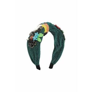 Bentita verde - cu margelute - pietre si pasrea Tucano - Feline C2 - imagine