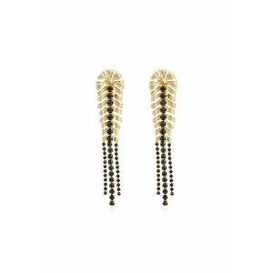 Cercei aurii - lungi - cu pietre negre - Tamme C16 - imagine