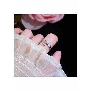 Inel argintiu - reglabil - suflat cu aur 14k - cu pietre din zirconiu - Alrune C1 imagine