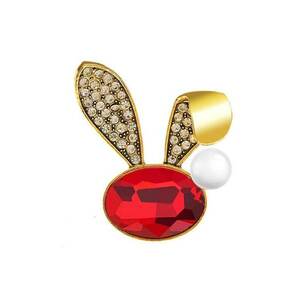 Brosa aurie - forma de iepure - cu pietre si perla - Mandrup C8 - imagine