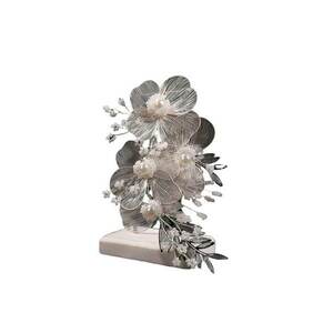 Accesoriu de par - argintiu - cu flori si pietre - Larsine C10 - imagine