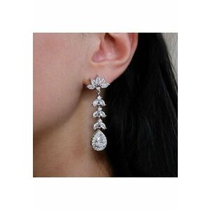 Cercei argintii - lungi - cu pietre din zirconiu - Dafina C16 - imagine