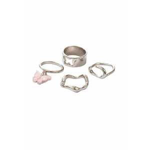 Set 4 inele argintii - cu fluture - Thrine C17 - imagine