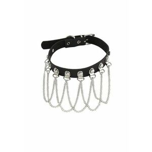 Colier choker negru - cu lannturi argintii - Nandor C19 - imagine