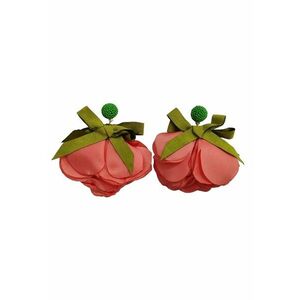 Cercei roz piersica - forma de floare supradimensionata - Haraldine C4 - imagine