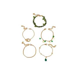 Set 5 bratari - aurii - cu margelute verzi - Stends C3 - imagine