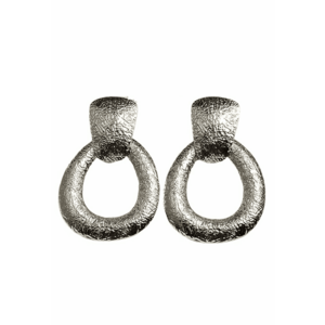 Cercei argintii - ovali - cu textura sifonata - Victorie C3 - imagine