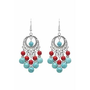 Cercei argintii - stil boho - cu margelute turquoise - Pascal C4 - imagine