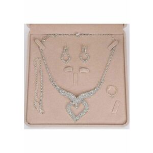 Set colier - cercei - bratara si inel - argintiu - cu pietre - Karina C13 - imagine