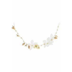 Accesoriu de par - auriu - cu flori albe si perle - Rahab C7 - imagine