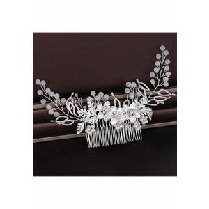 Accesoriu de par argintiu - cu flori si cristale - Elmira C5 - imagine