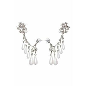 Cercei argintii - ear cuff - cu pietre si perle - Andine C11 - imagine