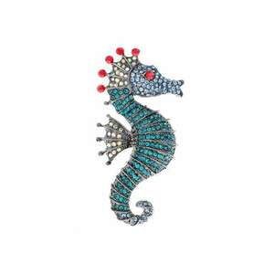 Brosa argintie - forma de calut de mare - cu pietre - Andrew C2 imagine