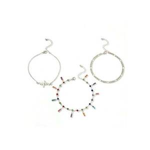 Set 3 bratari - argintii - cu pietre multicolore - Sidny C18 - imagine