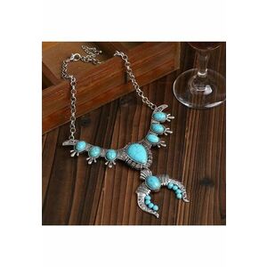 Colier argintiu - stil boho - cu pietre turquoise - Rozalina C6 - imagine