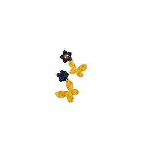 Cercei galbeni - forma de fluture - cu flori albastre - Athalia C7 - imagine