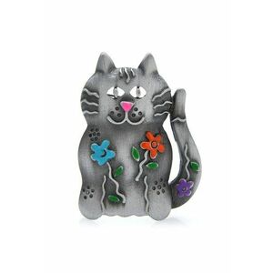 Brosa argintie - forma de pisica - Edla C7 - imagine