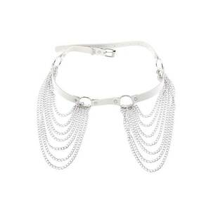 Ham alb - de talie - din piele ecologica - cu lanturi - Felicita C22 - imagine