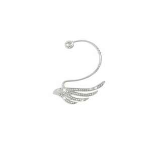 Cercel ear cuff - argintiu - cu pietre si aripi - Caitlin C4 - imagine