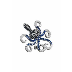 Brosa argintie - forma de caracatita - cu pietre albastre - Reny C7 - imagine