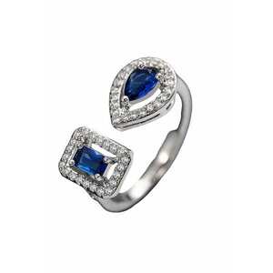 Inel argintiu - reglabil - cu pietre albastre din zirconiu - Alessia C17 - imagine