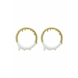 Cercei aurii - rotunzi - cu insertii albe - Frode C5 - imagine