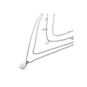 Colier argintiu - in 4 straturi - cu stelute si piatra - Serena C21 - imagine