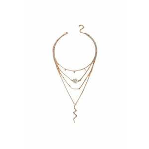 Colier argintiu - in 4 straturi - cu pandantiv in forma de sarpe si pietre - Selvy C21 - imagine