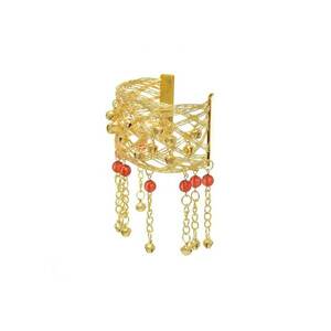 Bratara aurie - reglabila - cu franjuri si margelute rosii - Rafaela C17 - imagine