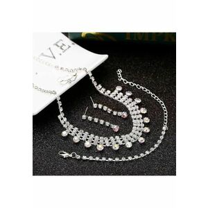 Set colier - cercei si bratara - argintiu - cu pietre - Kiana C13 - imagine