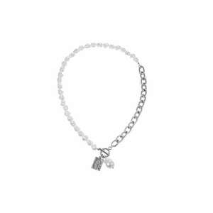 Colier argintiu - cu zale si perla - Selena C20 - imagine