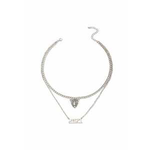 Colier argintiu - in 2 straturi - cu pandantiv in forma de pantera - Tayler C22 - imagine