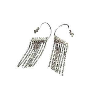 Cercei argintii - ear cuff - lungi - cu pietre - Verona C3 - imagine