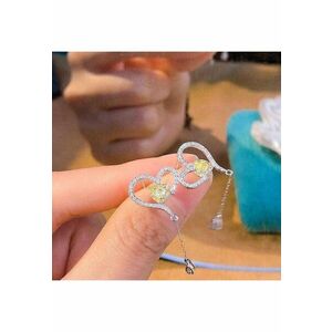 Cercei argintii - lungi - forma de inima - cu pietre din zirconiu - Alice C14 - imagine