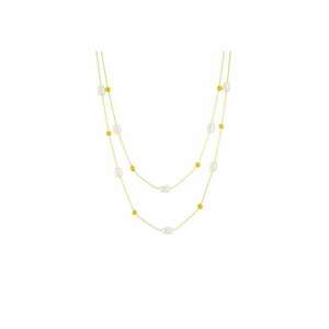 Colier auriu - in 2 straturi - din otel inoxidabil - cu perle - suflat cu aur 18k - Raian C5 imagine