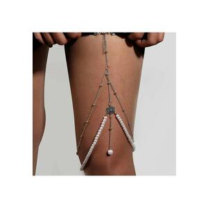 Lant de picior - argintiu - cu perlute - Lynette C23 - imagine