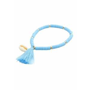 Bratara bleu - cu ciucure si scoica - pe elastic - 18.5 cm - Mariela C1 imagine