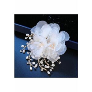 Accesoriu par - auriu - cu floare alba si pietre - Atena C5 - imagine