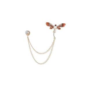 Brosa aurie - dubla - cu lanturi si libelula cu pietre - Nigel C1 - imagine