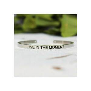 Bratara argintie - ajustabila - gravata Live in the moment P1 - imagine