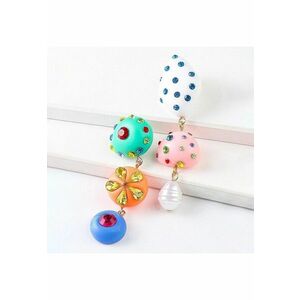 Cercei multicolori - asimetrici - cu pietre - Ankie C19 - imagine