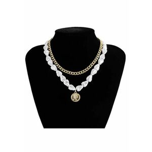 Colier in 2 straturi - auriu - cu perle si banut - Debra C15 - imagine