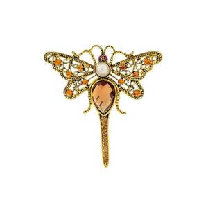 Brosa aurie - forma de libelula - cu pietre - Alicia C7 - imagine