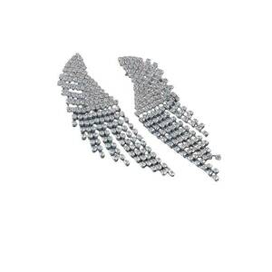 Cercei argintii - lungi - cu franjuri si pietre - Andreia C6 - imagine